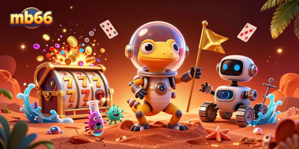 Engage with mb66's vibrant casino adventure featuring a Martian gecko and golden wins.
