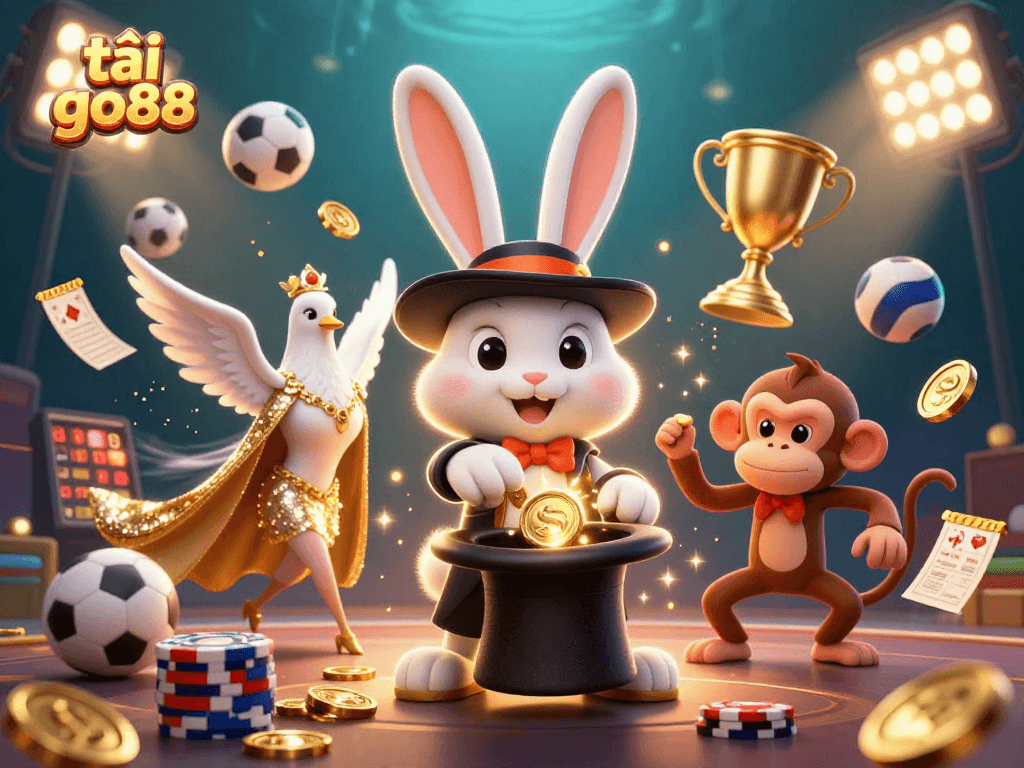 Engage in exciting gameplay with tải go88, featuring cartoon characters and vibrant casino elements.