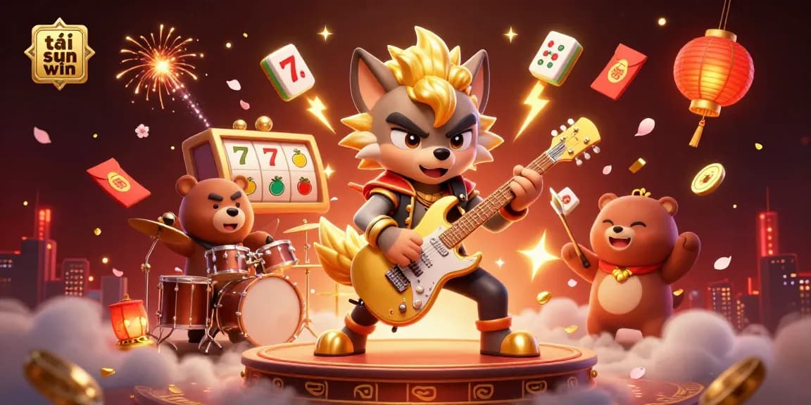Experience the thrill of tải sun win in an engaging casino-themed illustration with vibrant characters.