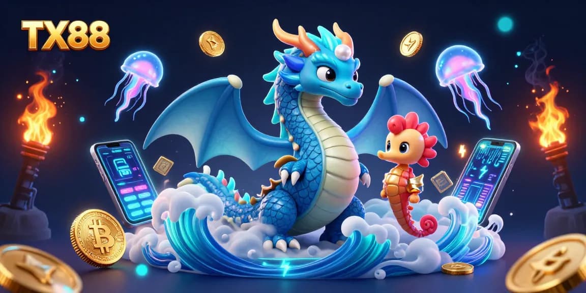 Experience thrilling gaming adventures with TX88 in a vibrant underwater casino scene.