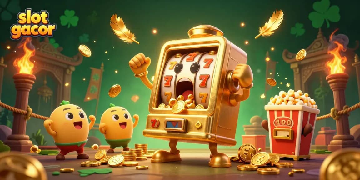 Experience the thrill of slot gacor with exciting jackpots and cheering baby slot machines in this vibrant casino scene.