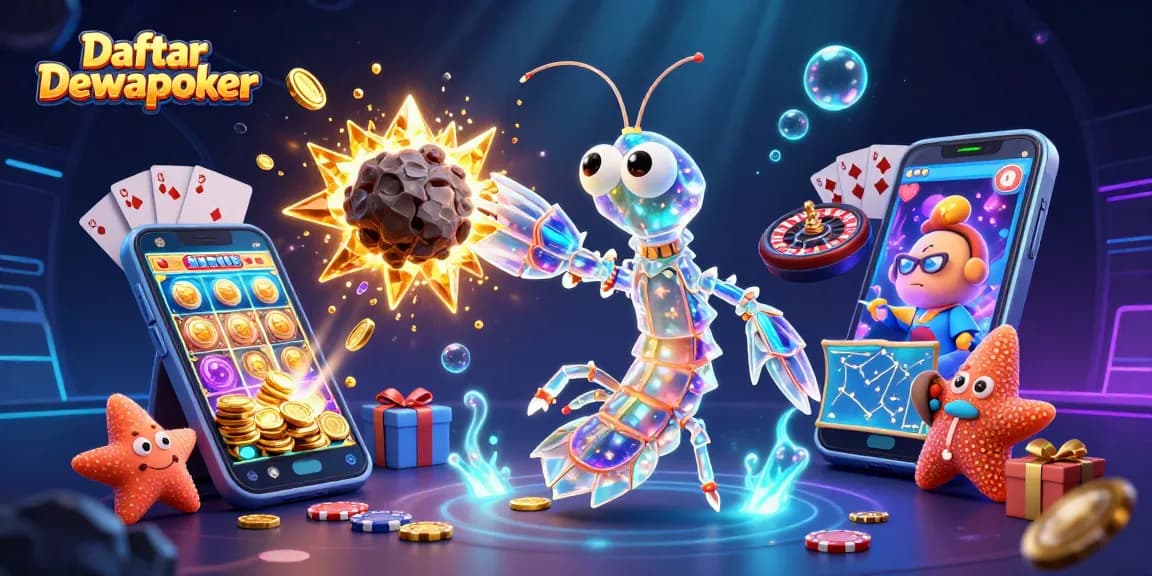 Engage in thrilling gameplay with Daftar Dewapoker, featuring colorful slot games and poker elements.