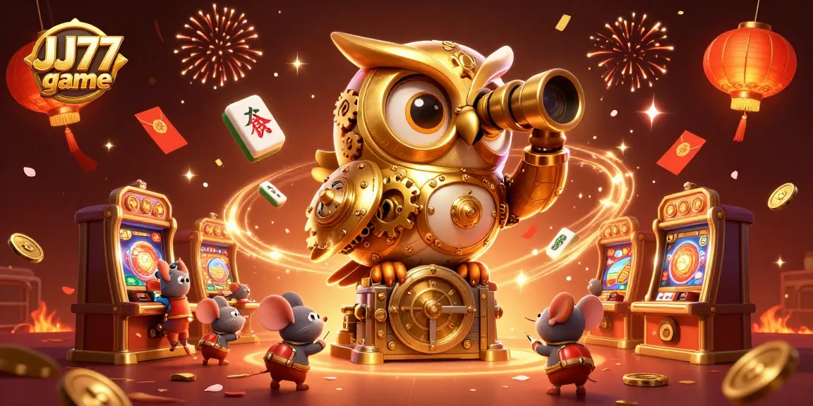 Engage with the JJ77 game by exploring dynamic casino fun featuring an owl mascot.