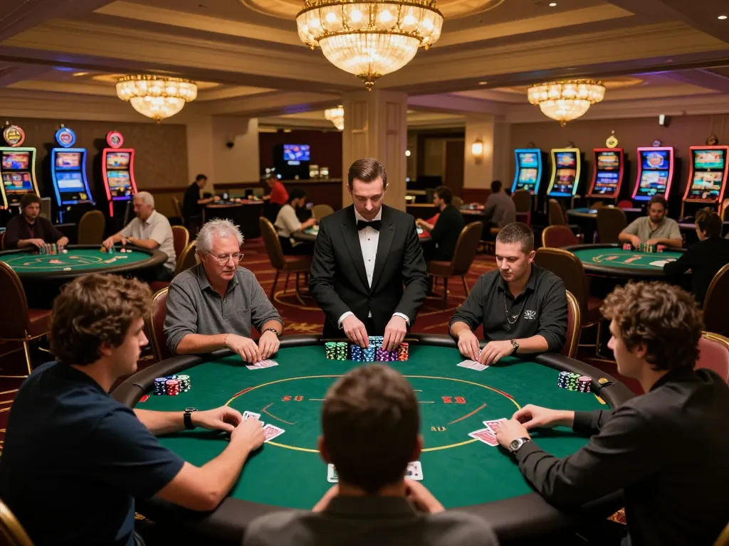 Players strategizing in a high-stakes Texas Hold'em game at SC88 COM casino, showcasing excitement and engagement.