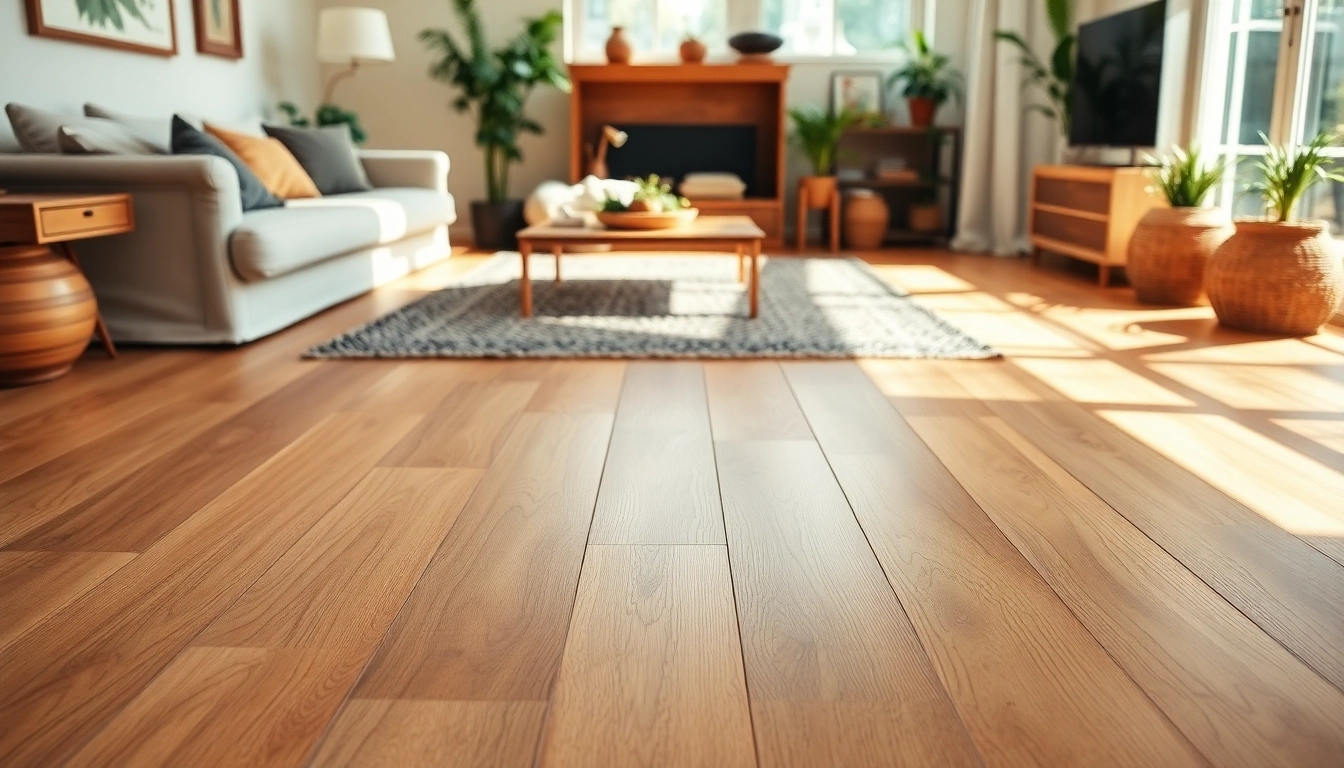 Highlighting luxury vinyl plank flooring in a cozy living room, showcasing its elegant design and texture.