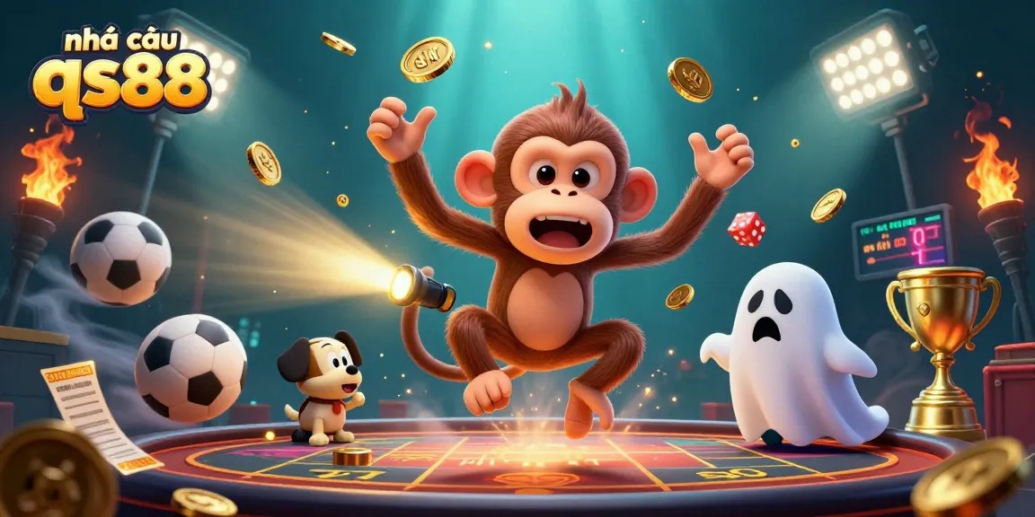 Experience thrilling gameplay with nhà cái qs88 in a vibrant, dynamic casino scene featuring golden coins and sports elements.