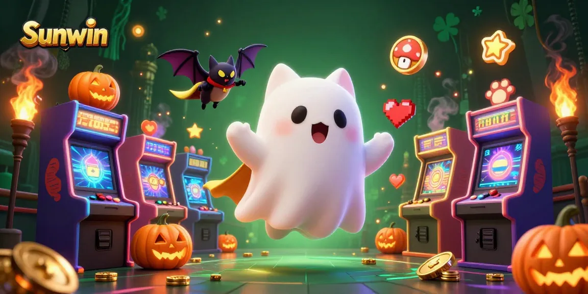 Experience thrilling casino action with Sunwin in a vibrant haunted mansion full of games and glowing characters.