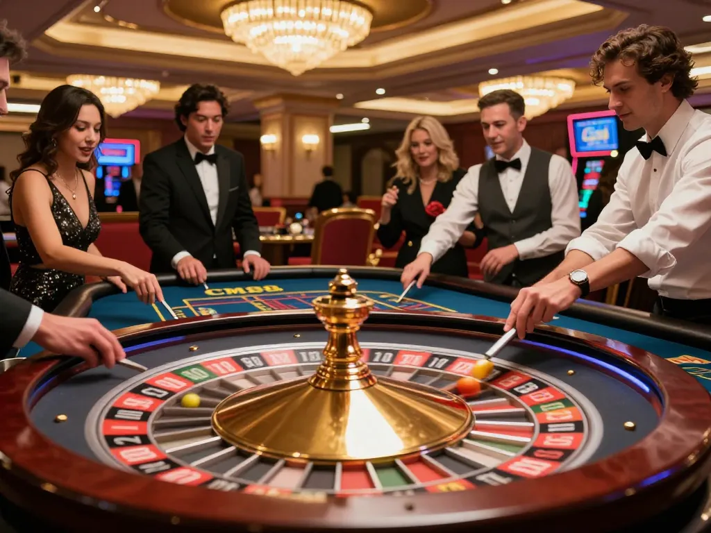 Witness CM88's thrilling roulette action with players placing bets and a spinning wheel.