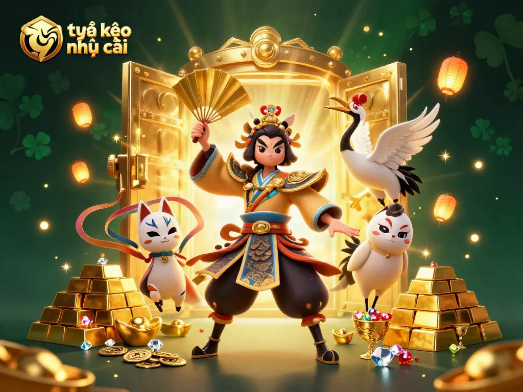 Bet and evaluate tỷ lệ kèo nhà cái with dynamic casino-themed illustrations and energetic characters.