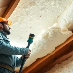 Engaging in roof spray foam insulation removal in a residential attic for efficient energy management.
