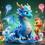 Engage in UY88's thrilling gaming environment with a vibrant underwater illustration of a water dragon and seahorse knight.