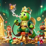 Engage with galaxy6623 through a colorful 3D casino scene showcasing animated symbols and treasures.