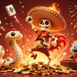 socolive showcases a vibrant celebration scene with a cartoon skeleton mariachi rooster, combining dynamic gambling elements and festive visual effects.