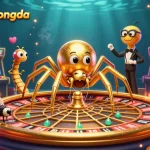 Experience thrilling bets at tructiepbongda with a vibrant casino scene featuring a golden spider and dewy roulette wheel.