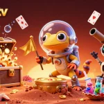 Experience the thrill of winning on gavangtv with a vibrant, dynamic casino scene featuring a Martian gecko.