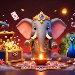 Experience the vibrant energy of 11WIN with a dynamic casino-themed illustration featuring rich elements.
