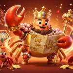 Join the thrills at 11WIN with a rich casino-themed scene featuring a golden crab emperor.