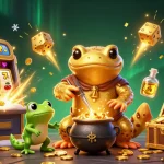 Win with situs judi bola resmi, featuring a golden salamander alchemist and dynamic casino elements