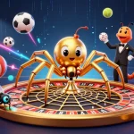 Experience the thrill of betting at DN88 with a golden spider spinning a roulette web.
