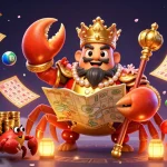 Engage with kp88's vibrant lottery-themed promotion featuring a golden crab emperor and colorful game elements.