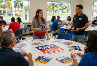 Community discussions about Casey Askar's candidacy during political campaign.