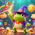 Experience the thrill of EA88 as the wizard frog unleashes coins in an exciting gaming scene.